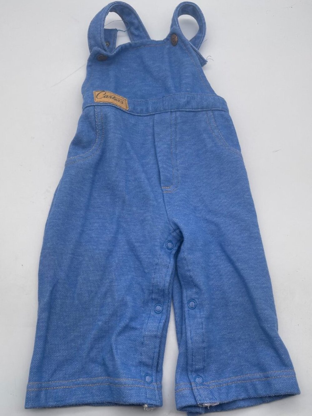 Vintage 80s Carters 18 Months 23-26lbs Blue Cotton/Poly Overalls Bibs Y
